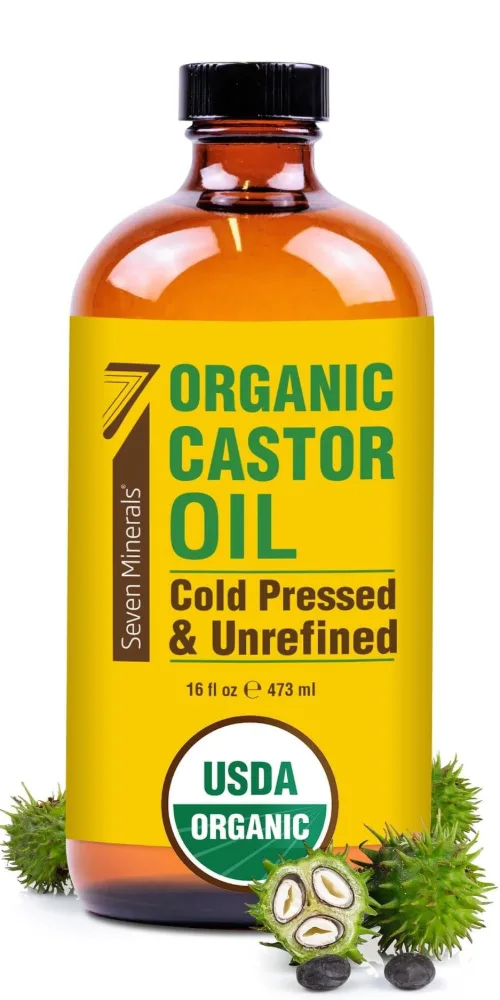 Seven Minerals USDA Organic Castor Oil, cold pressed and unrefined
