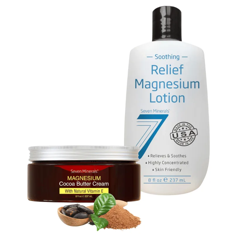 Seven Minerals Magnesium Cocoa Butter Cream and Relief Magnesium Lotion